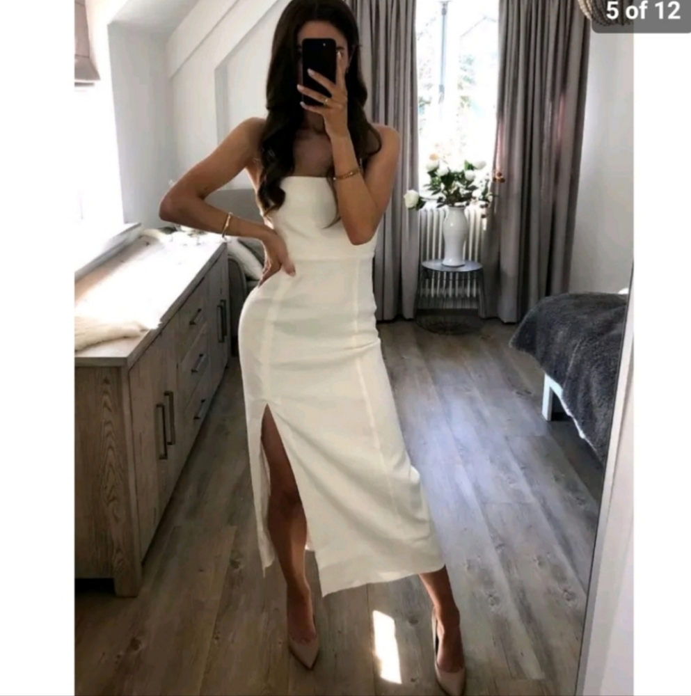 Zara Linen Blend Midi Dress Size XS - Picture 3 of 15